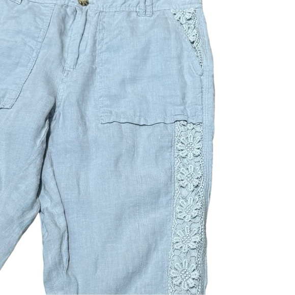 Neiman Marcus Blue 100% Linen Pants with Crochet Detail Size XS NWOT - Picture 5 of 7